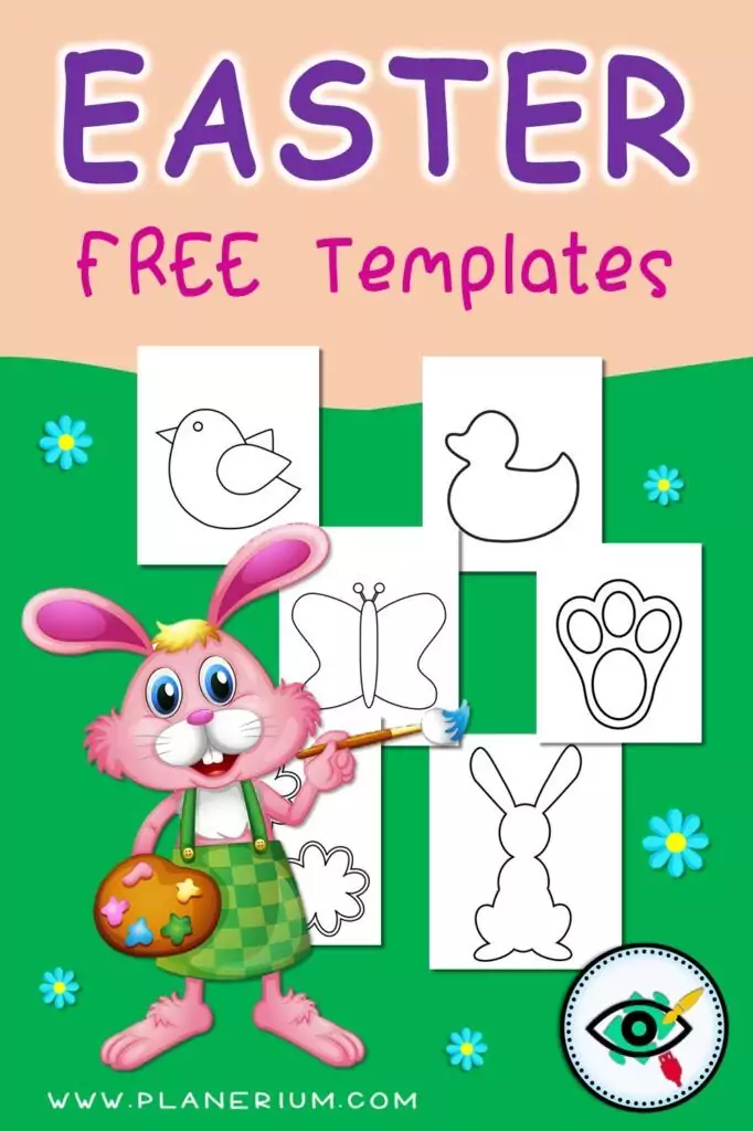 Free Easter templates for kids with printable spring shapes including bunny, chick, butterfly and egg outlines for arts and crafts activities.