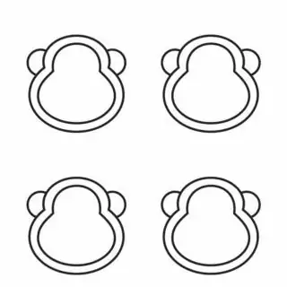 Monkey Outline - Four Monkey Faces Blank | Planerium