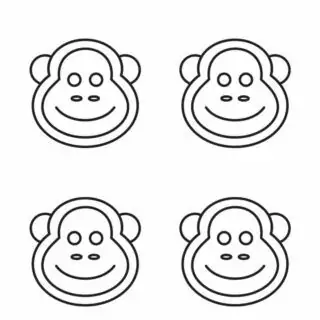 Monkey Outline - Four Monkey Faces | Planerium