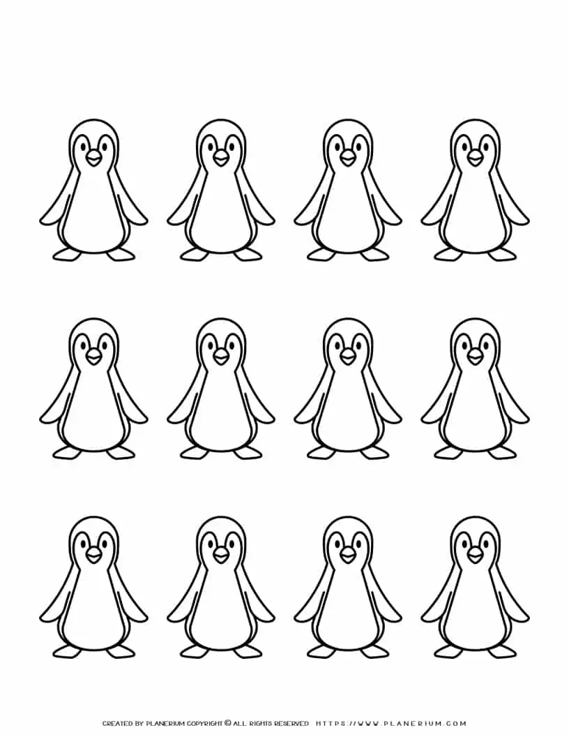 Penguin Outline - Twelve Penguins | Planerium