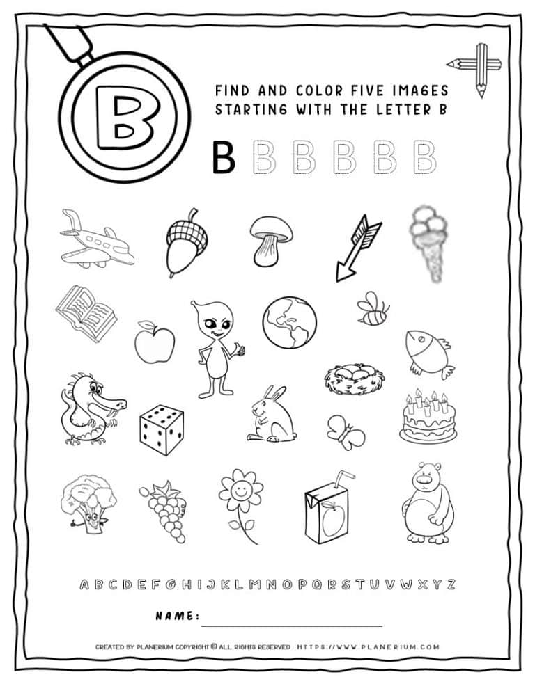 English Alphabet Worksheet - B Letter | Planerium