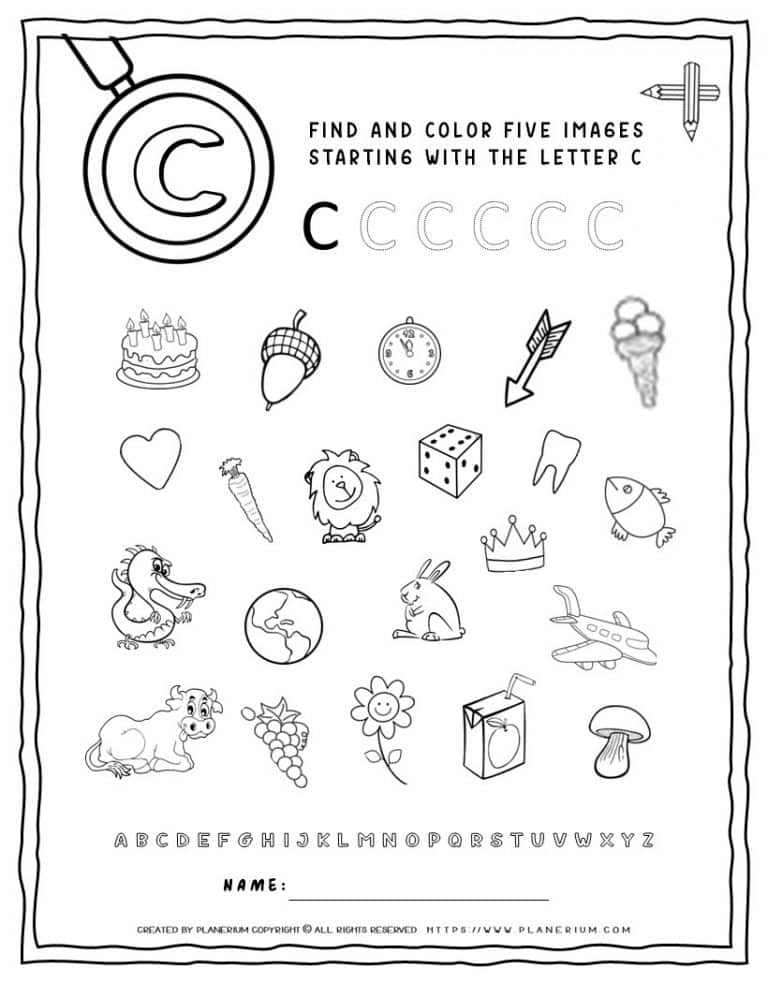 English Alphabet Worksheet - C Letter | Planerium