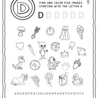 English Alphabet Worksheet - D Letter | Planerium
