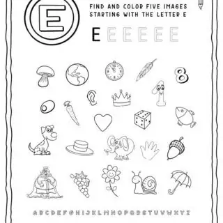 English Alphabet Worksheet - E Letter | Planerium