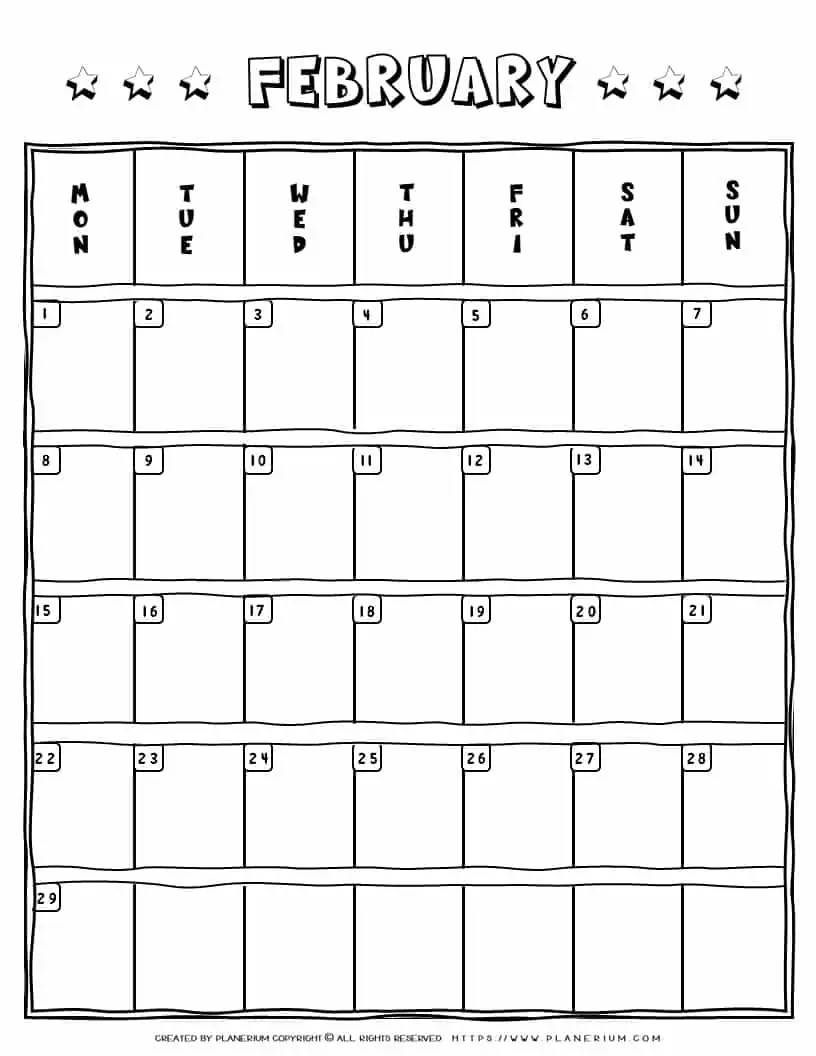 February Calendar | Planerium