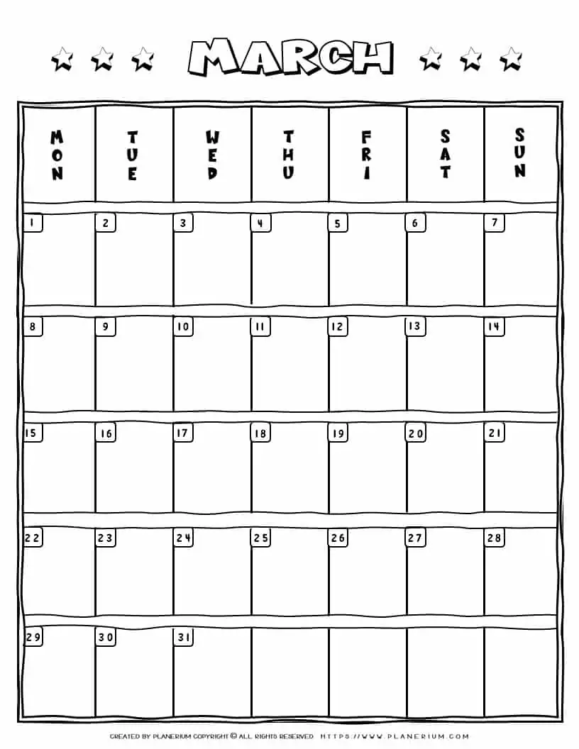 March Calendar | Planerium