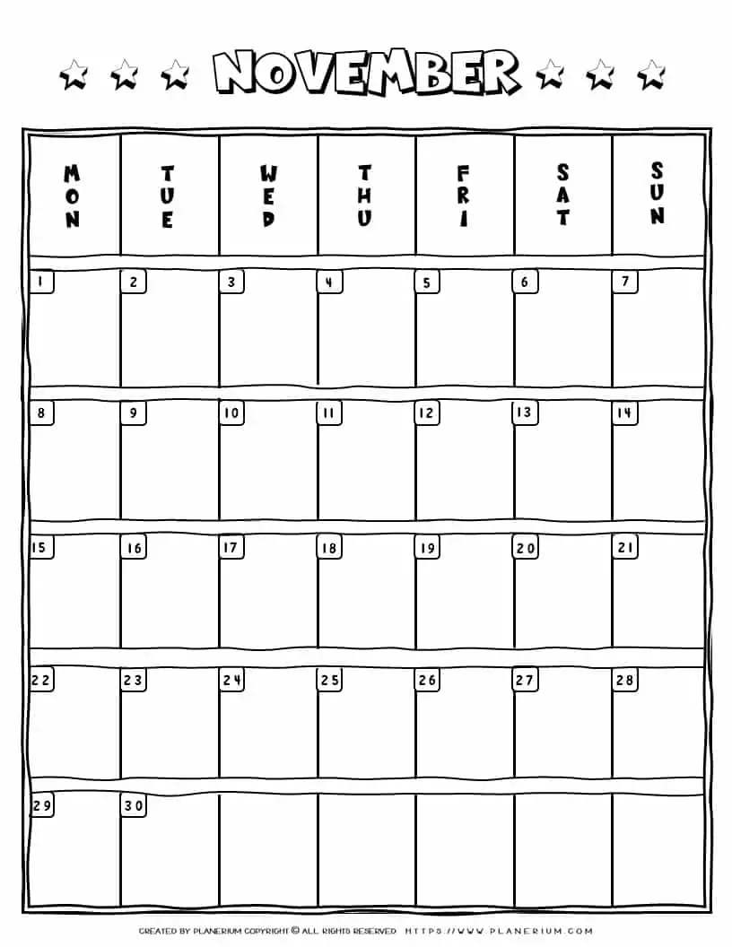 November- Calendar | Planerium