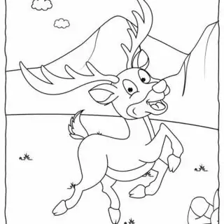 Deer Coloring Page - Happy Deer | Planerium