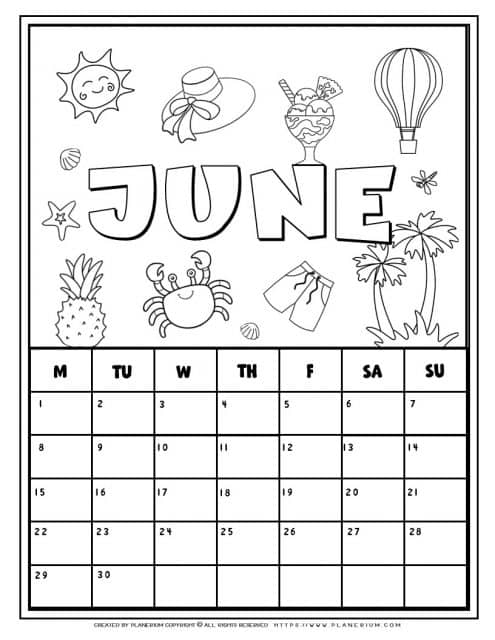 Coloring Calendar - June