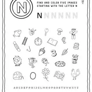 English Alphabet Worksheet - N letter | Planerium