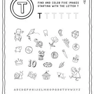 English Alphabet Worksheet - T Letter | Planerium