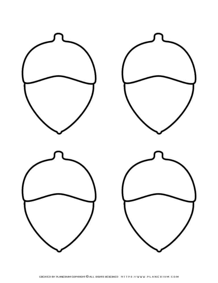 Acorn Outline - Four Acorns | Planerium