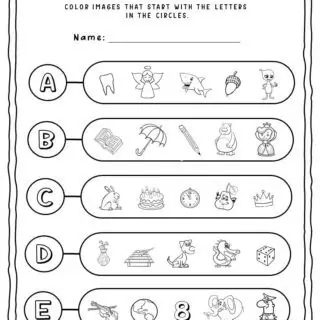 Beginning Sounds Worksheet - A to E | Planerium