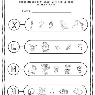 Beginning Sounds Worksheet - K to N | Planerium