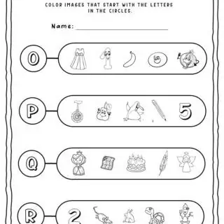 Beginning Sounds Worksheet - O to R | Planerium