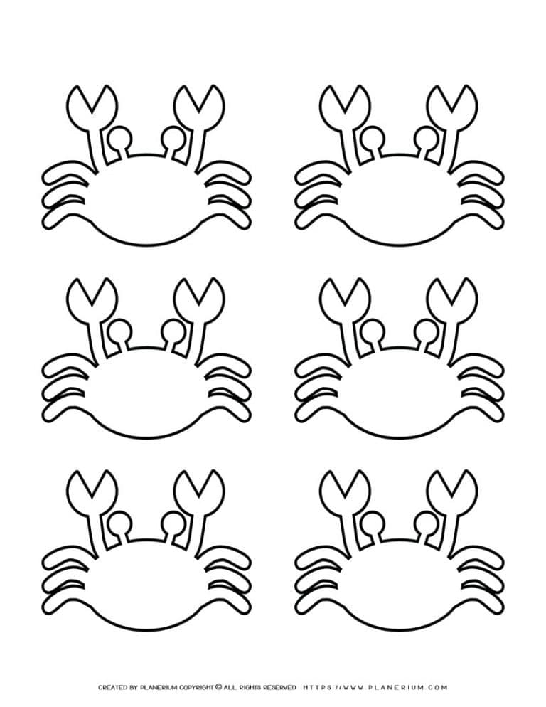 Crab Template - Six Crabs | Planerium