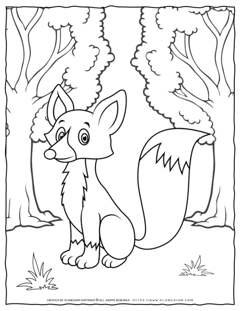 Fox Coloring Page for Kids - Free Printable Animal Theme Activity