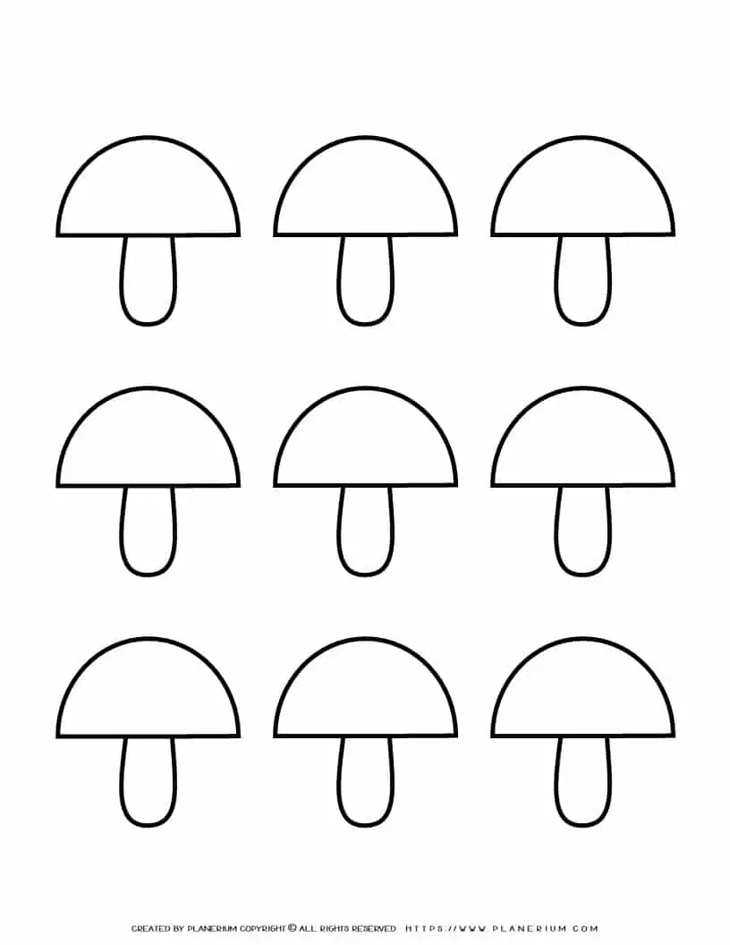 Mushroom Outline - Nine Mushrooms | Planerium