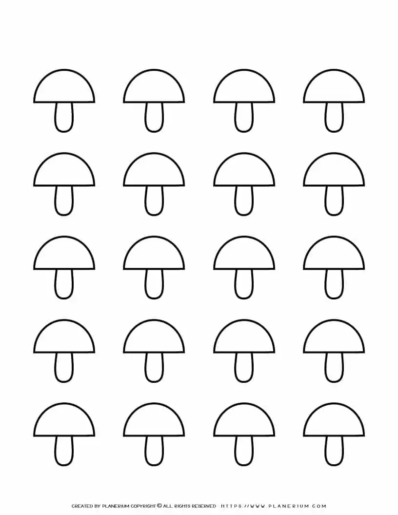 Mushroom Template - Twenty Mushrooms | Planerium