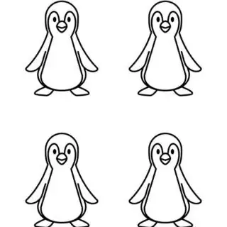 Penguin Outline - Four Penguins | Planerium