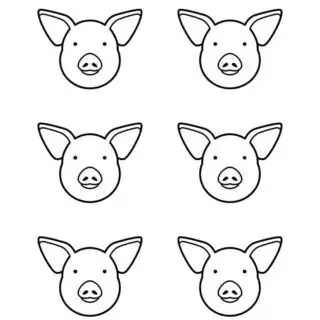 Pig Outline - Six Pig Heads | Planerium
