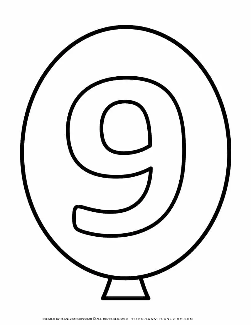 Balloon Outline - Number Nine | Planerium
