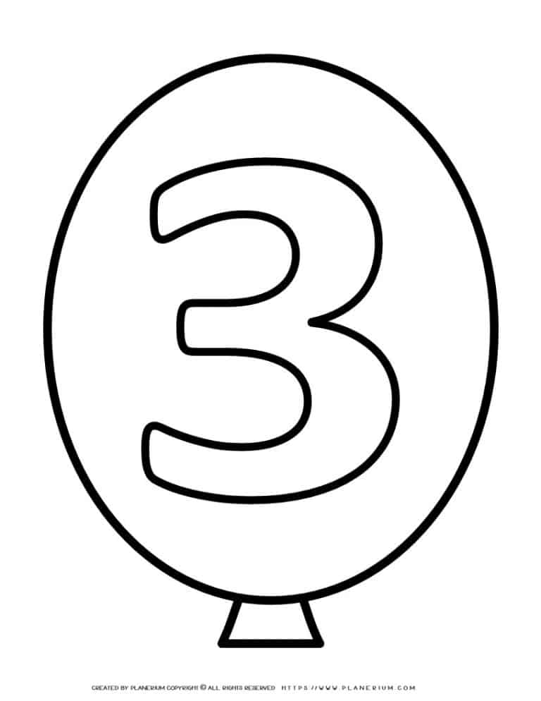 Balloon Outline Number Three Planerium