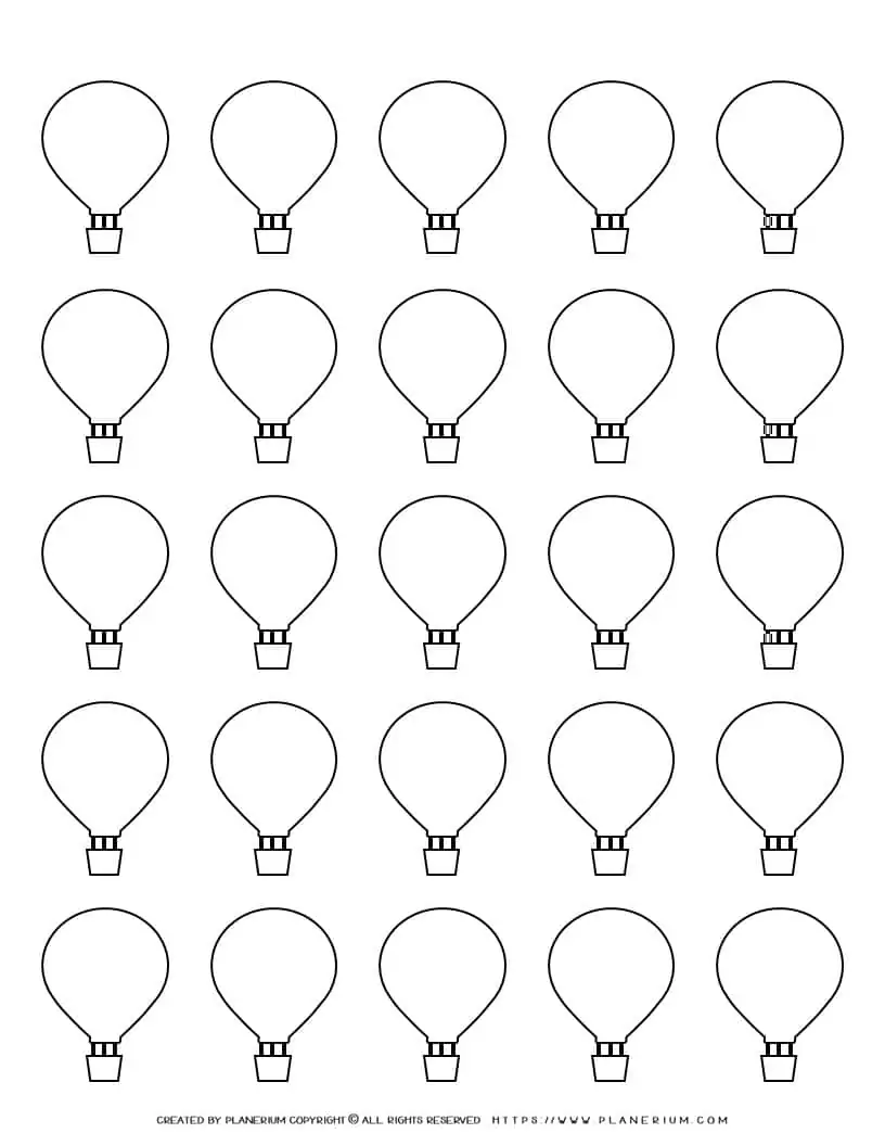 Hot Air Balloon Template - Twenty Five Hot Air Balloons | Planerium