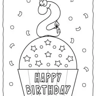 Happy Birthday Coloring Page - 2nd Birthday | Planerium