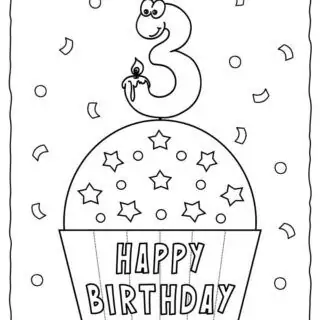Happy Birthday Coloring Page - 3rd Birthday | Planerium
