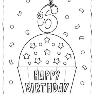 Happy Birthday Coloring Page - 6th Birthday | Planerium