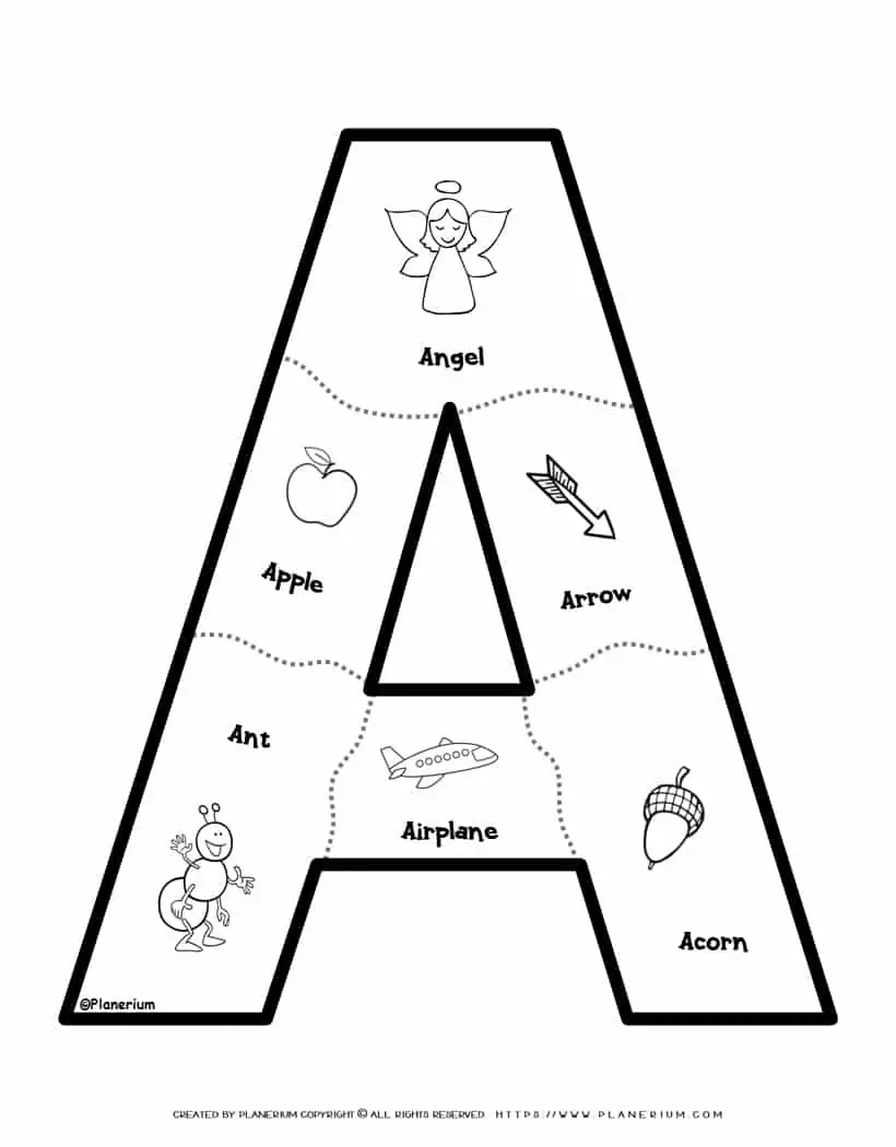 Alphabet Printable - Letter A Puzzle | Planerium