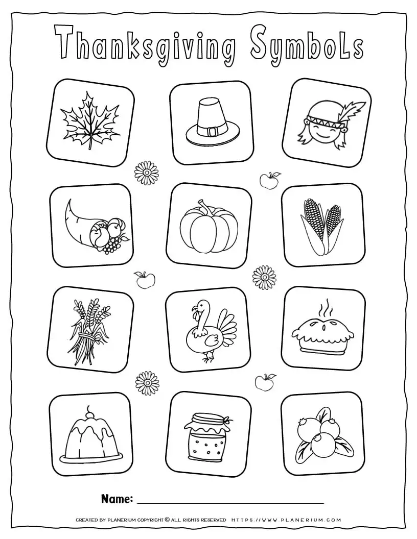 Thanksgiving Coloring Page -Symbols Thanksgiving | Planerium