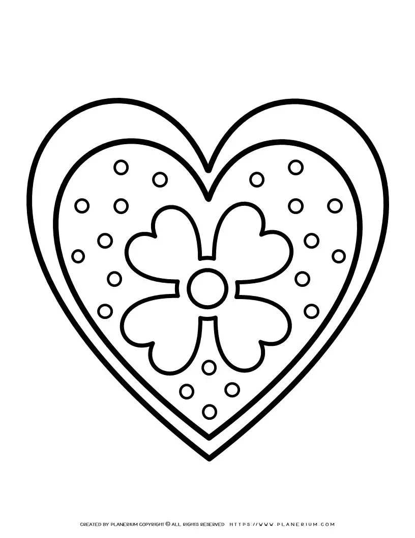Heart Coloring Page - Decorated Heart | Planerium