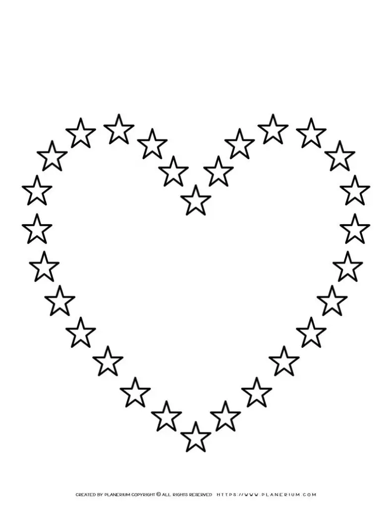 Heart Template Printable - Stars | Planerium