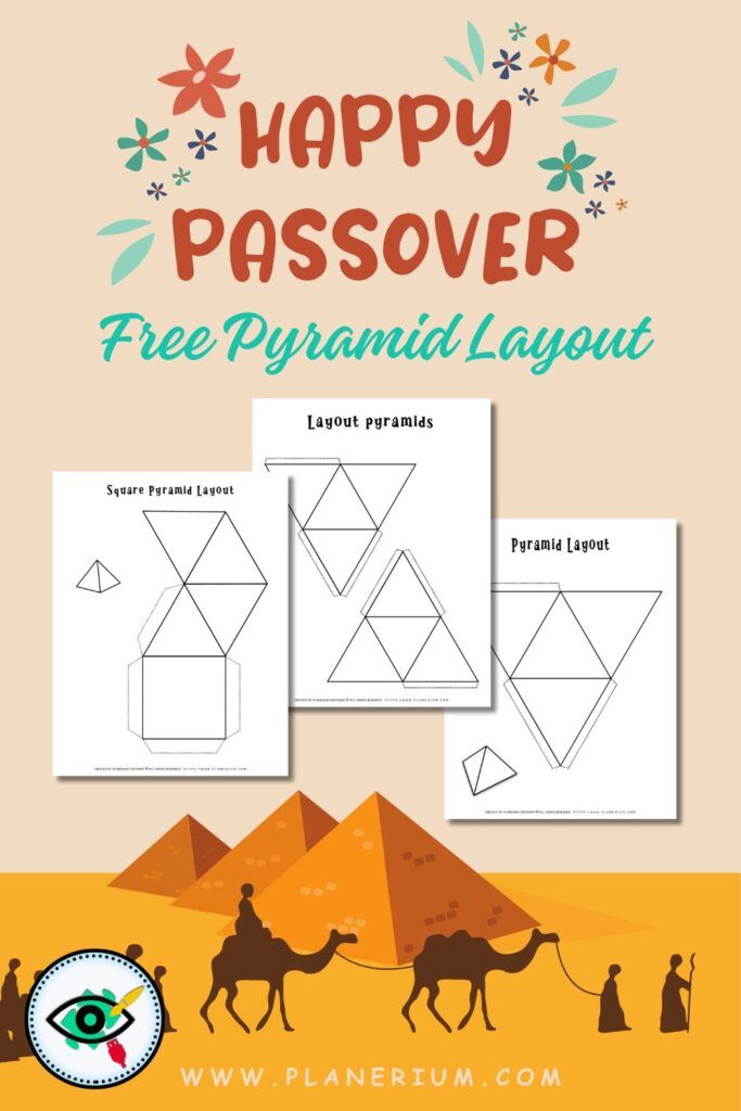 Free Passover pyramid layout printable for kids with geometric templates to build and design pyramids, hands on craft activity for classroom use.