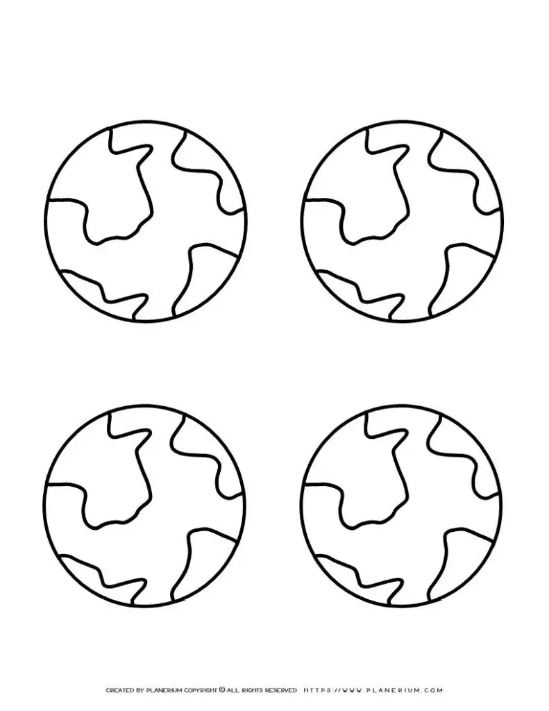 Four Earth Outlines - Geography and Environmental Education for Kids