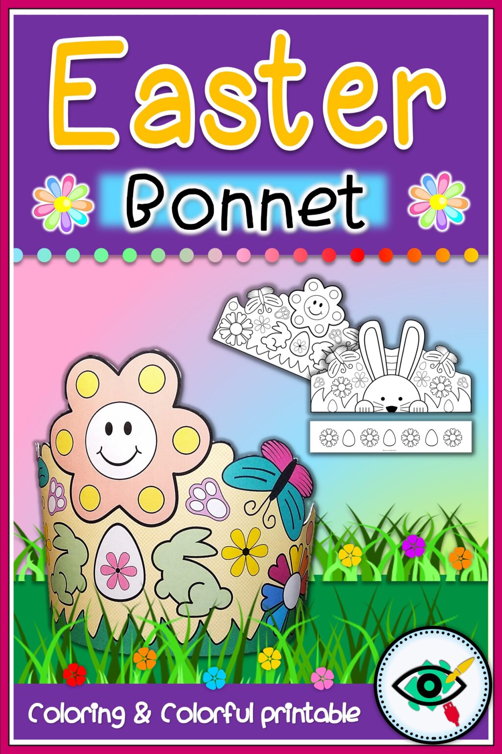 Best Printables For Easter 2024 Planerium   Easter Bonnet Printable Planerium 1024x1536 