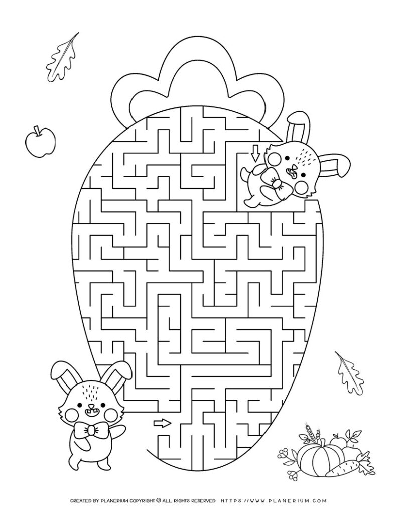 Easter Maze Carrot Printable Planerium