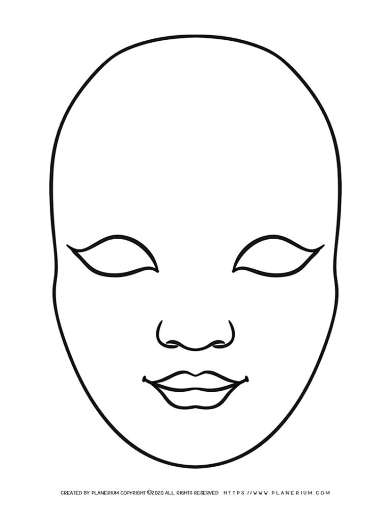 Girl Template - Four Faces for Kids to Draw and Color