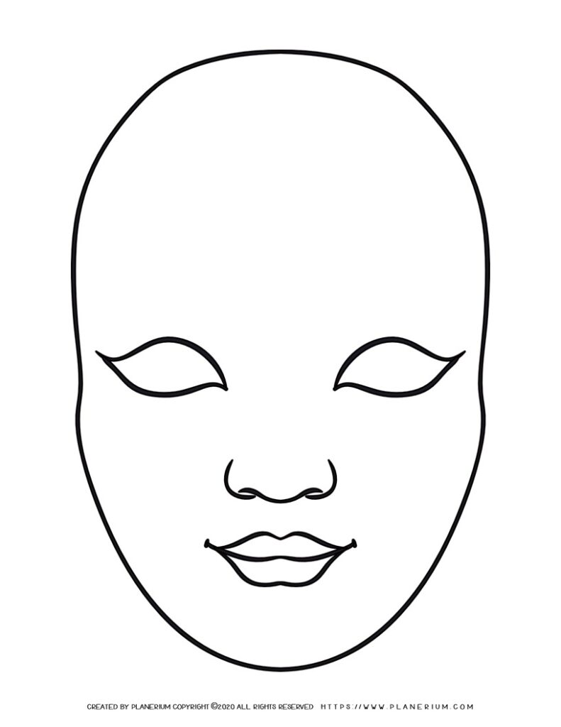 Girl Template Four Faces For Kids To Draw And Color