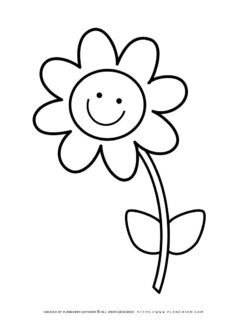 Happy Flower Coloring Page - Free Printable for Kids