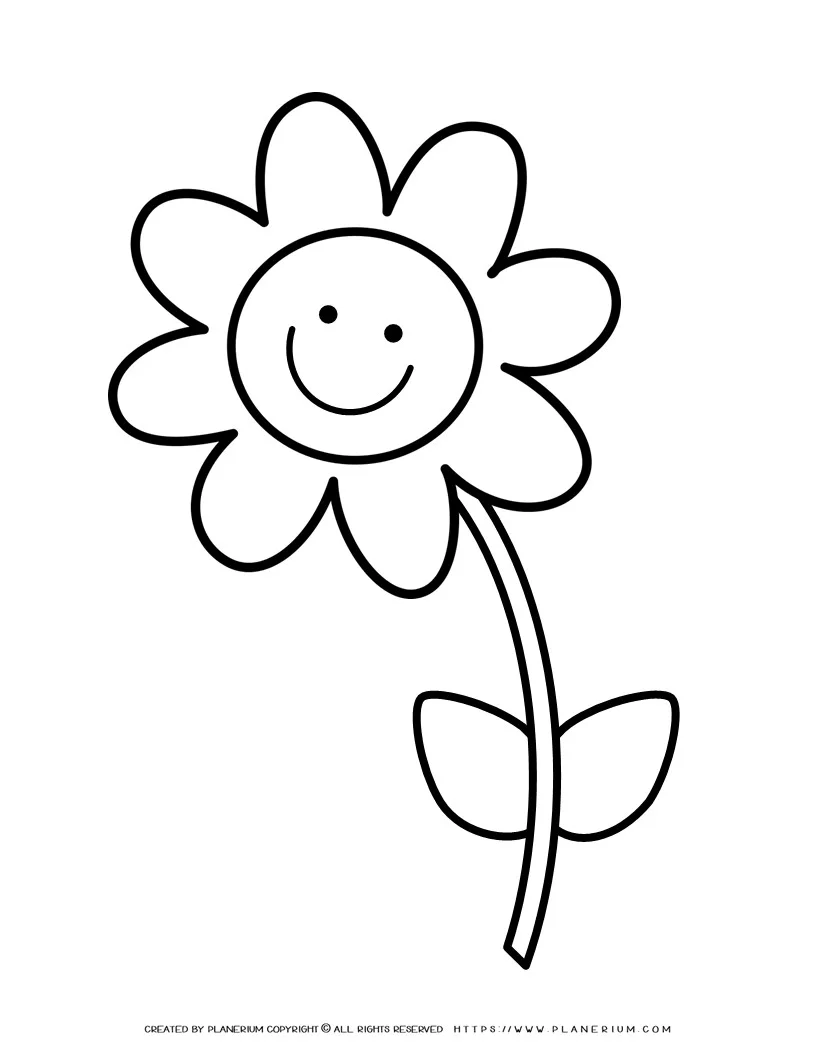 Happy Flower Coloring Page - Free Printable for Kids