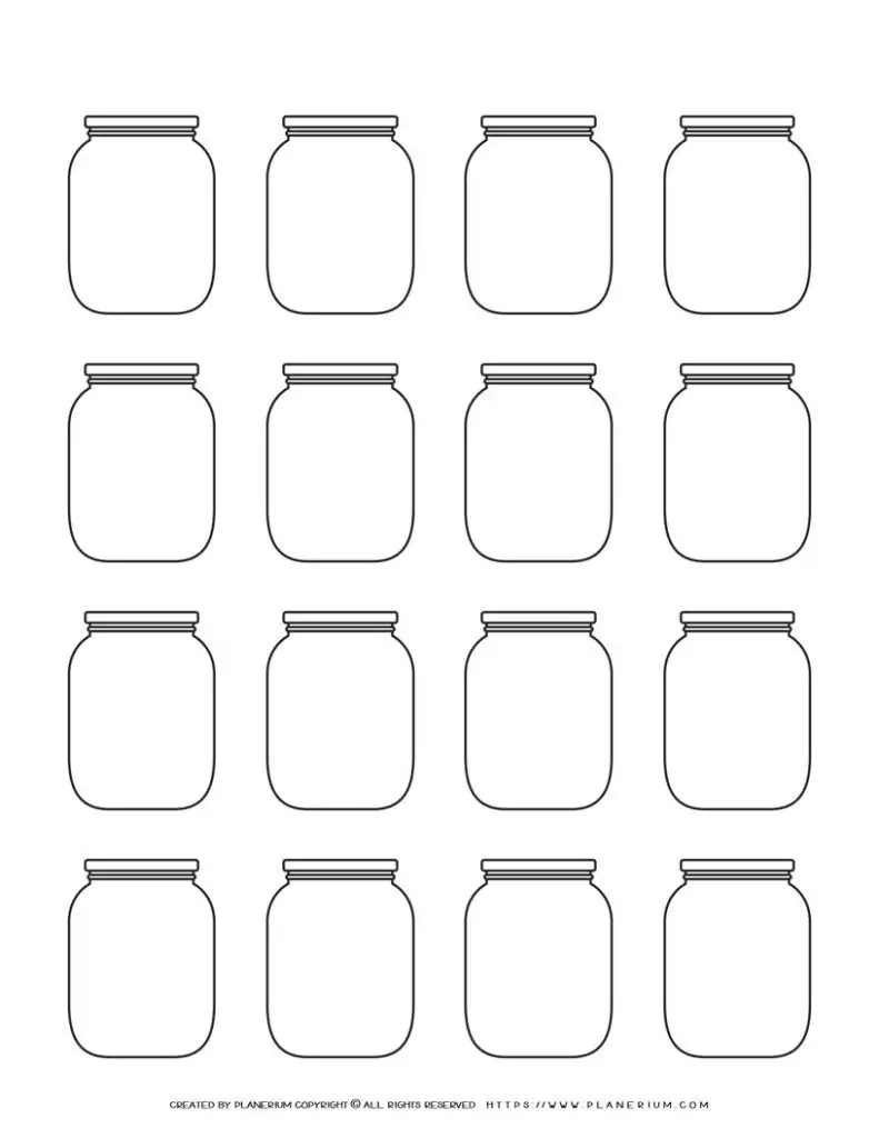 Jar Template - Sixteen Jars | Planerium