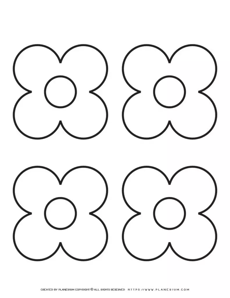 4 Petal Flower Template - Four Flowers | Planerium