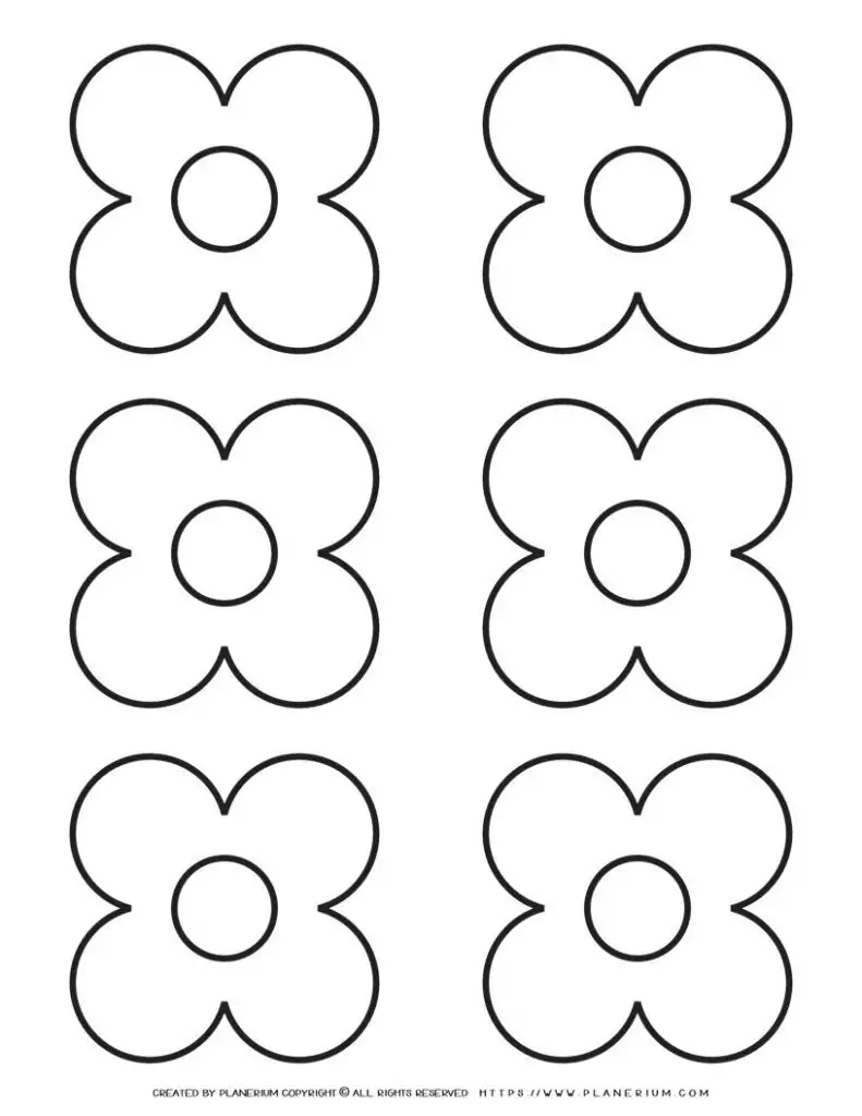 4 Petal Flower Template - Six Flowers | Planerium