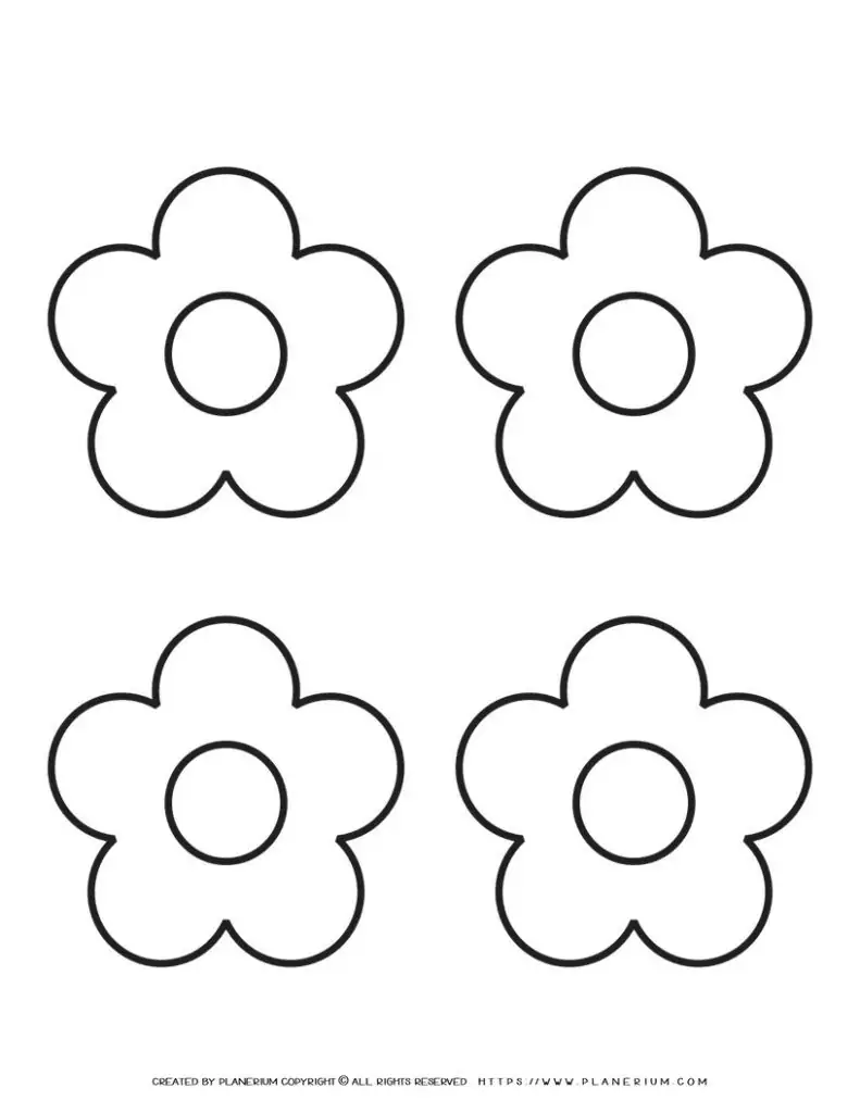 5 Petal Flower Template - Four Flowers | Planerium