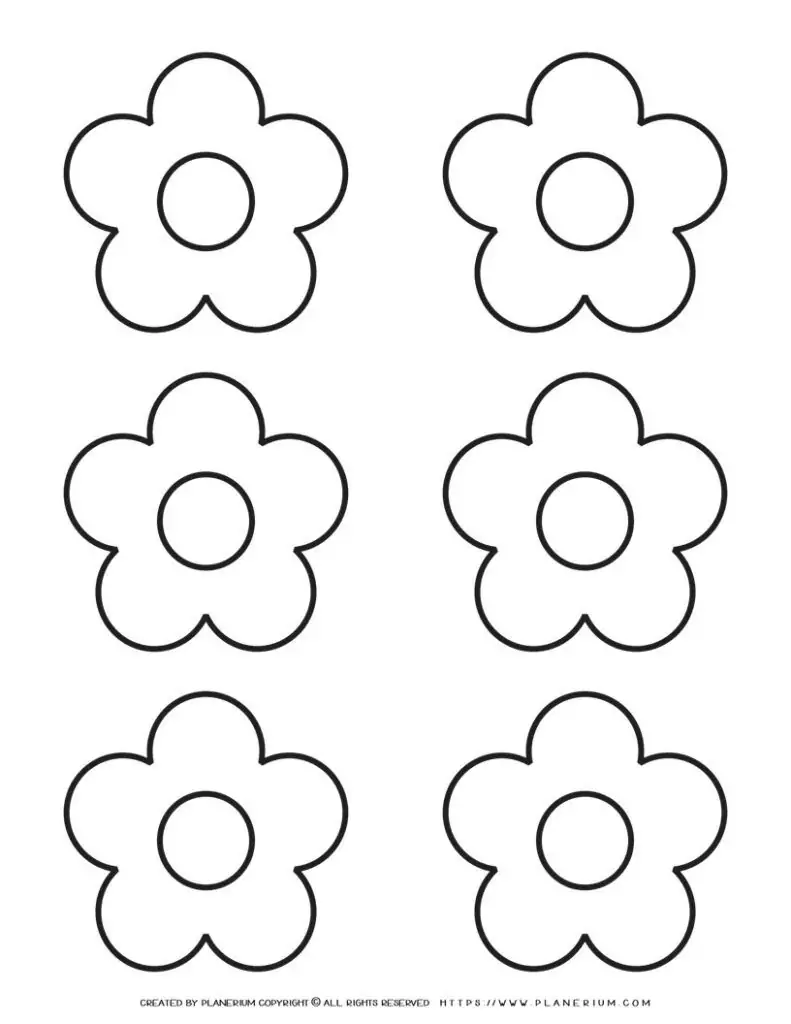 5 Petal Flower Template - Six Flowers | Planerium