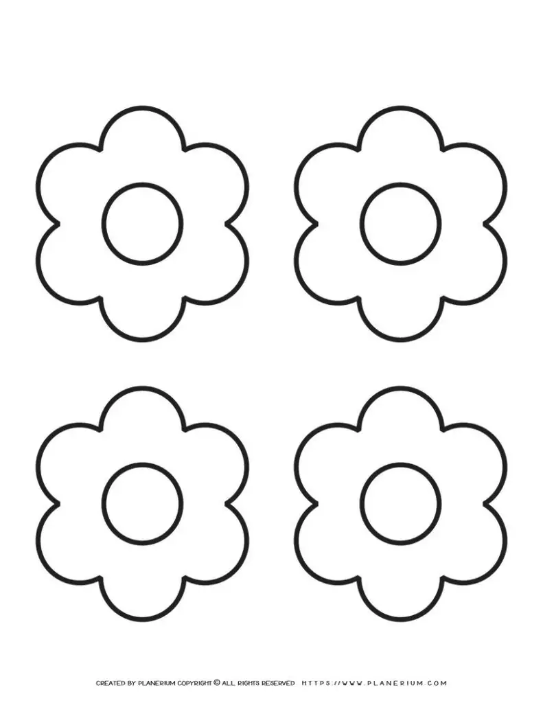 6 Petal Flower Template - Four Flowers | Planerium