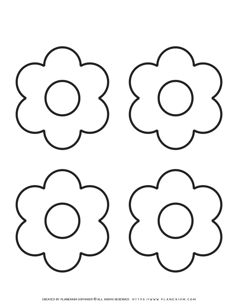 6 petal flower outline